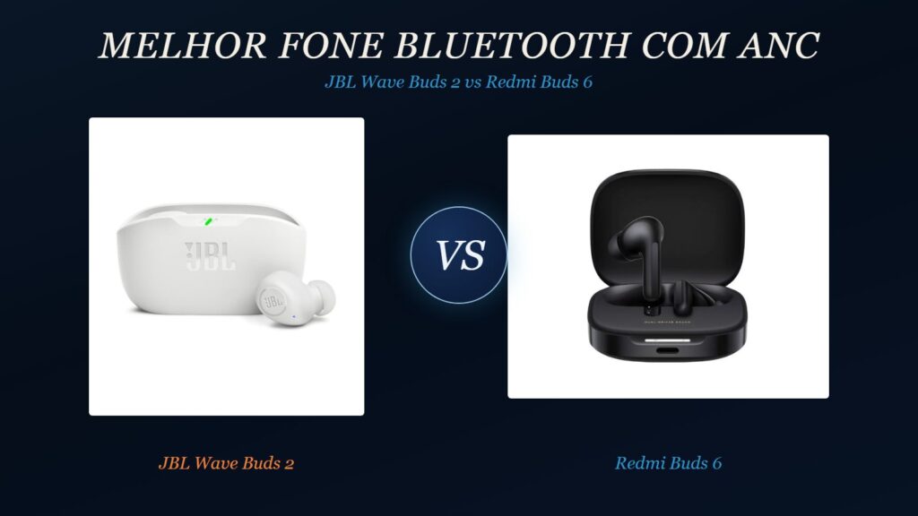 Comparativo melhor fone Bluetooth com ANC 2026: JBL Wave Buds 2 vs Redmi Buds 6